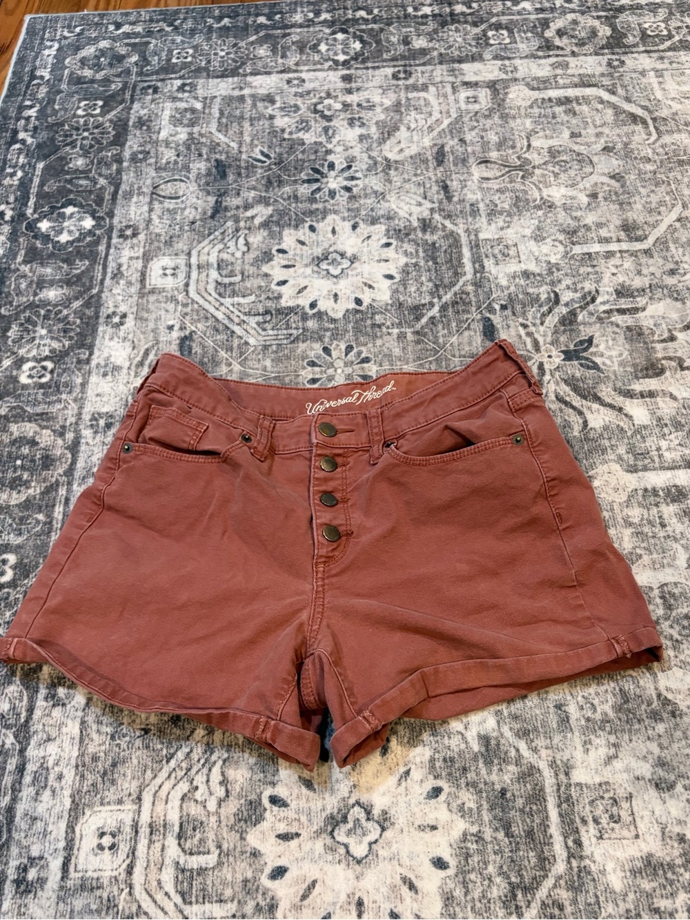 Universal Thread Rust High-Rise Button-Fly Women's Shorts